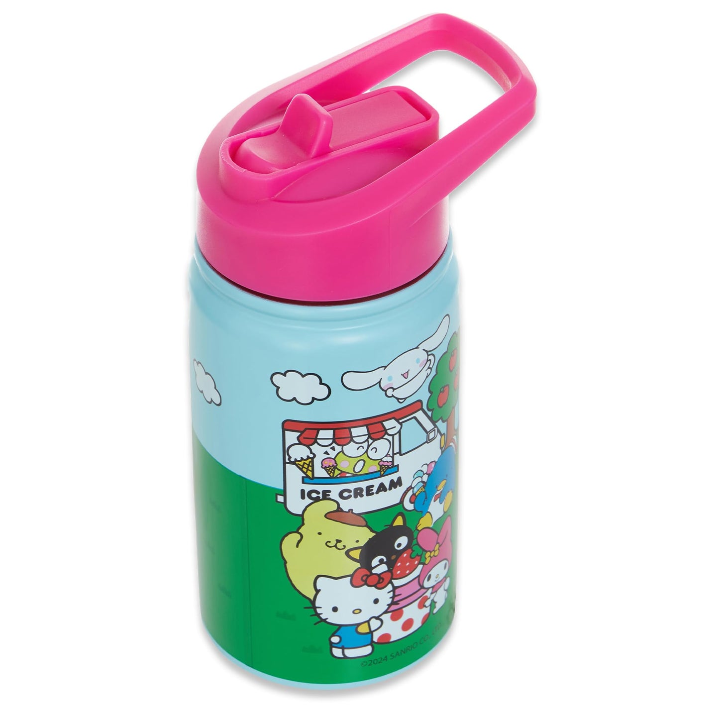 Hello Kitty 14 OZ Water Bottle - Hello Kitty, My Melody, Keroppi- Travel Water Bottle With Built in Straw - Official Sanrio Merchandise
