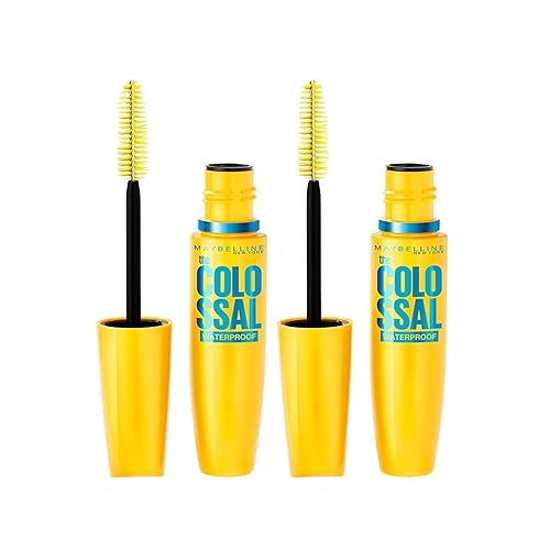 Maybelline Volum' Express The Colossal Waterproof Mascara Makeup, Volumizing No Clump Mascara, Glam Black, 0.31 Fl Oz (Pack of 2)