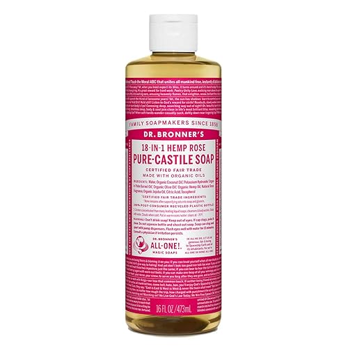 Dr. Bronner's - Pure-Castile Liquid Soap (Rose, 16 ounce) - Made with Organic Oils, 18-in-1 Uses: Face, Body, Hair, Laundry, Pets and Dishes