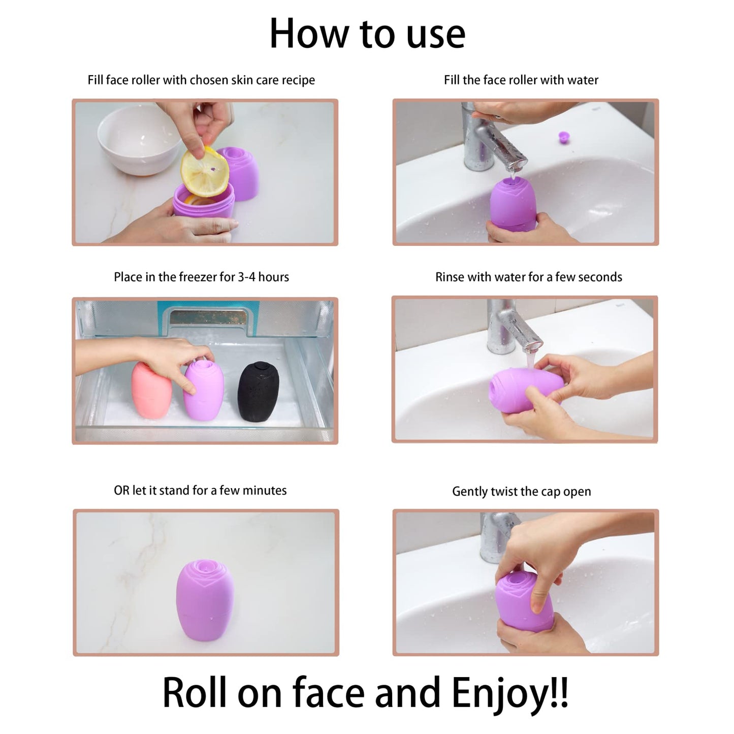 Evmliy 2Pack Ice Face Roller, Silicone Ice Roller for Face to Tighten and Lift Skin, Ice Mold for Face & Eye Puffiness Relief, Reusable Facial Mold