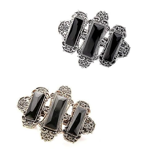2PCS Women Lady Handmade Natural Crystal Hair Barrettes Metal Hair Pins French Styles Hair Barrettes Hair Clips Hair Accessory (Black)