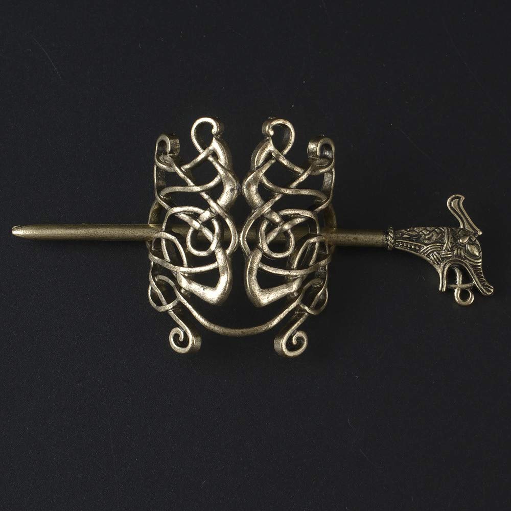 Large Celtic Knots Dragon Hairpins -Norse Viking Crown Hair Jewelry for Long Hair Braids Barrettes Vintage Viking Runes Women Girl Hairpin Hair Clips