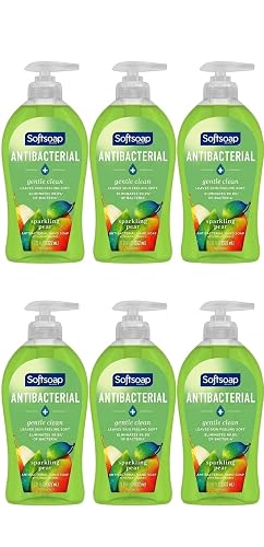 Softsoap Antibacterial Liquid Hand Soap Pump, Sparkling Pear Scent, Gentle Clean Formula, 11.25 fl oz (Pack of 6)