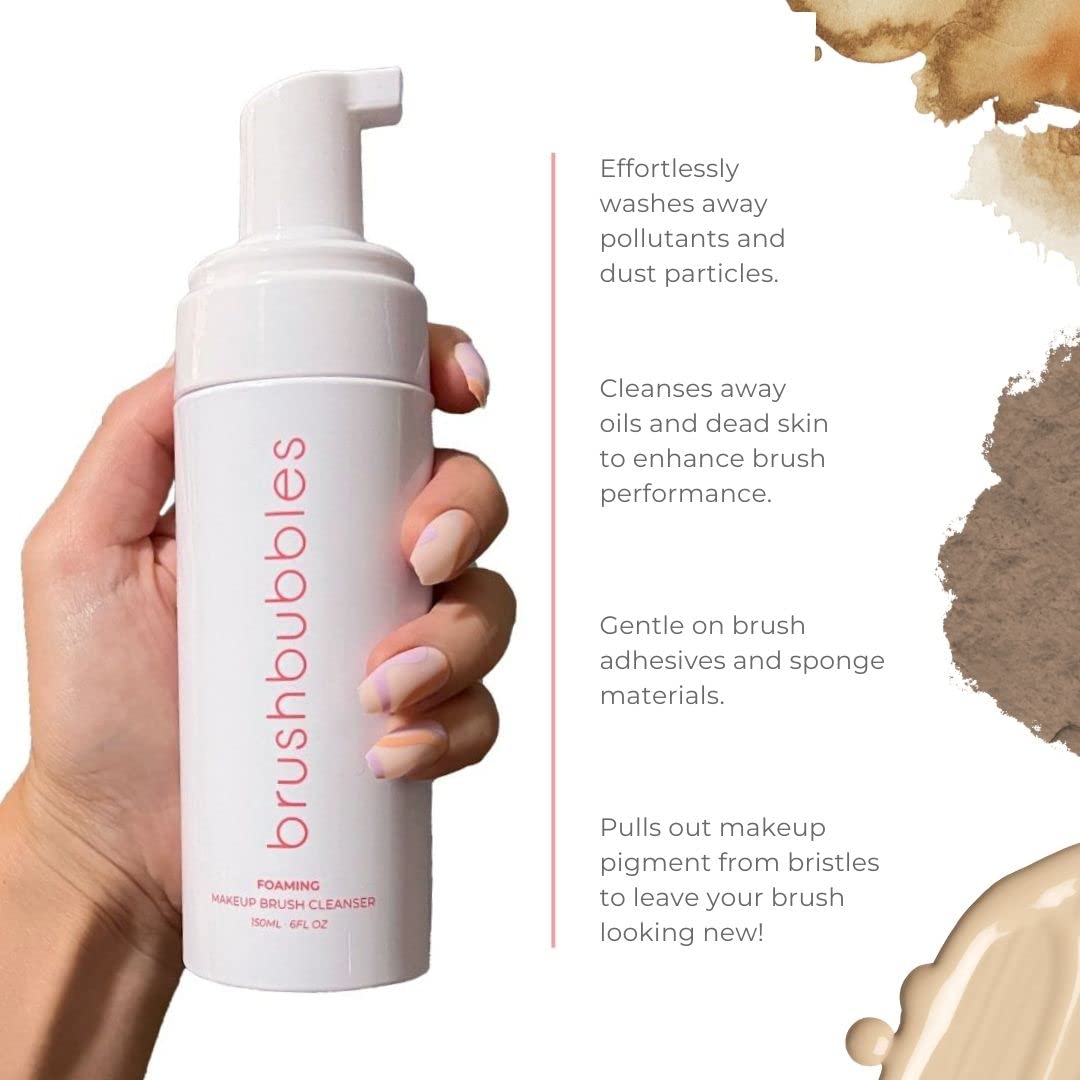 Brush Bubbles Foaming Makeup Brush Shampoo And Conditioning Cleanser For Makeup Sponges, Brushes & Applicators, Fragrance Free, Cruelty-Free, Vegan