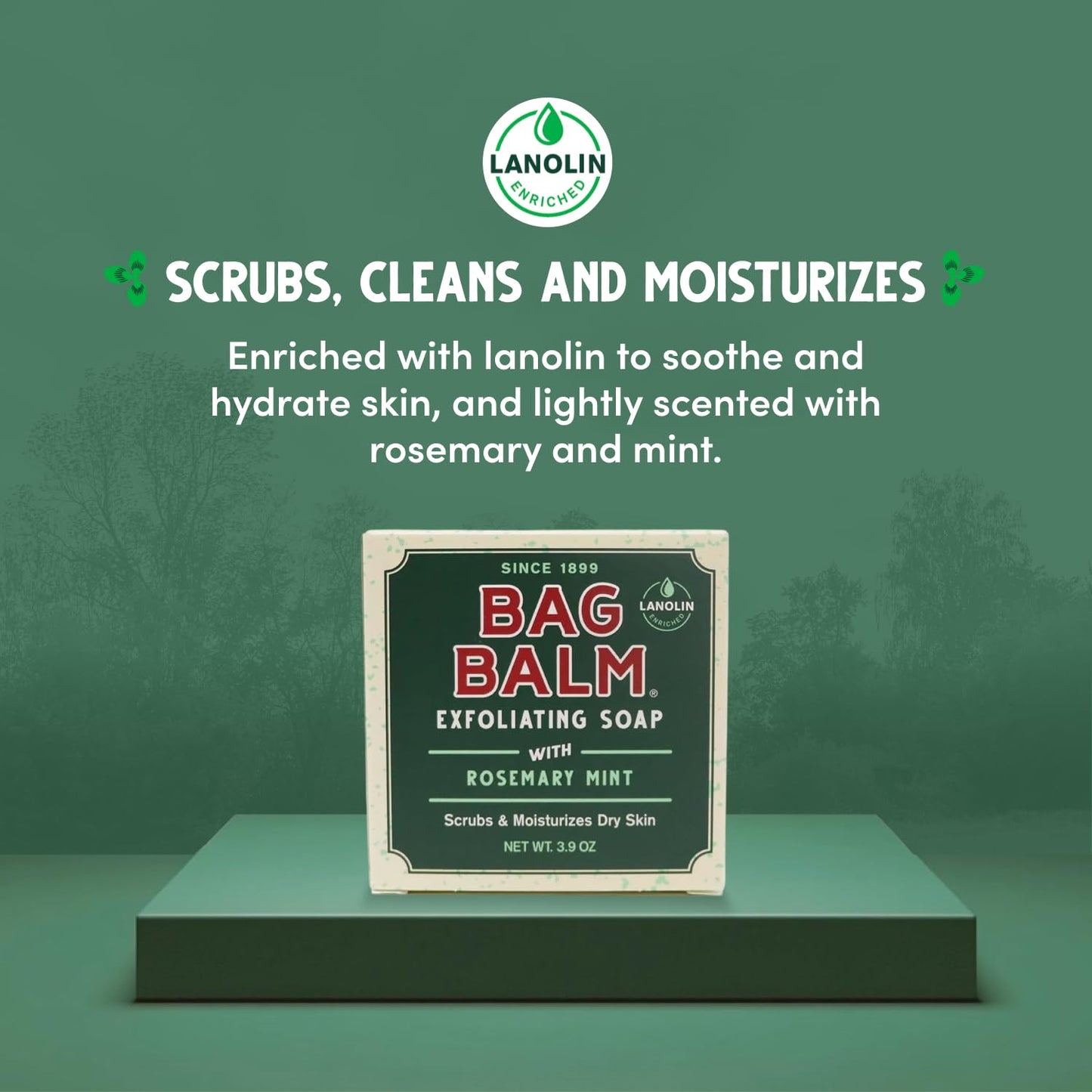 Bag Balm Vermont's Original Exfoliating Soap Bar, Body Soap Bars, Hand Soap Bar - Soap for Dry Skin - Rosemary Mint Scented Bars of Soap, Body Soap