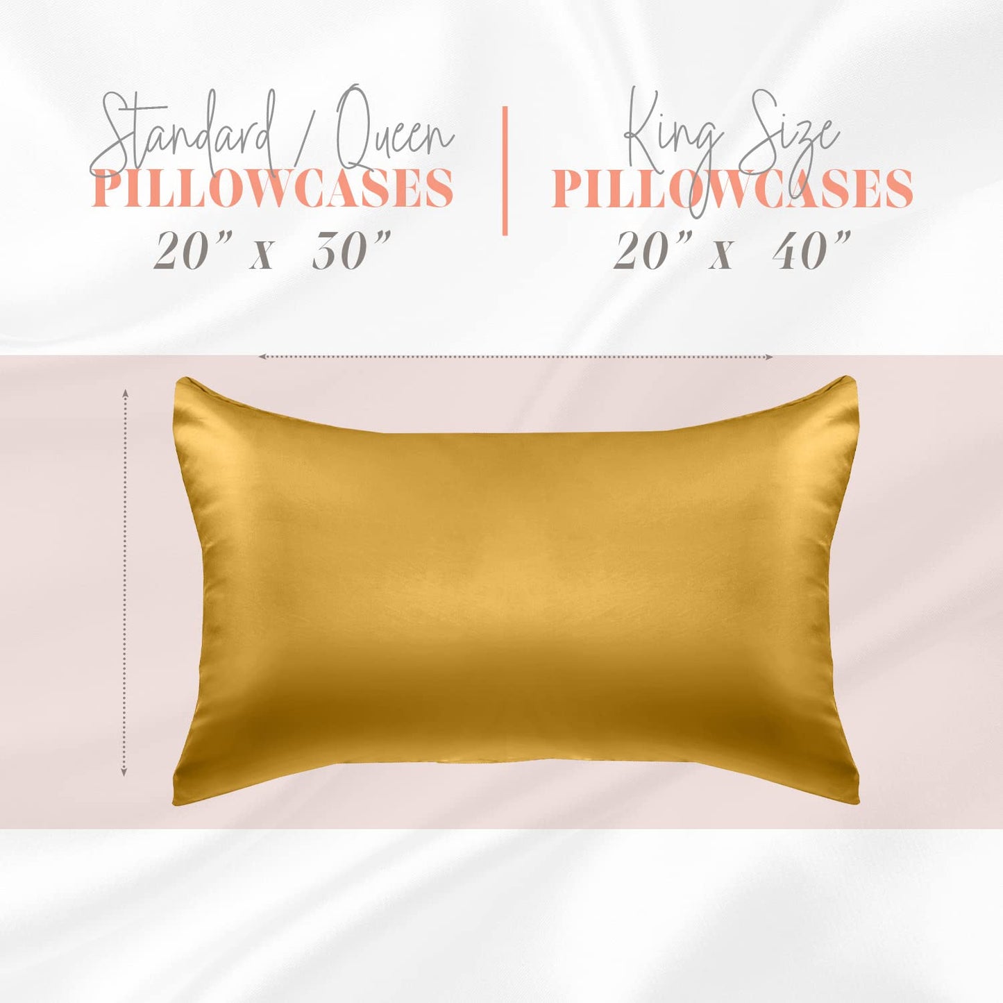 Elegant Comfort Silky and Luxurious 2-Piece Satin Pillowcase Set for Healthier Skin and Hair, Hidden Zipper Closure and Beautifully Packaged, Satin