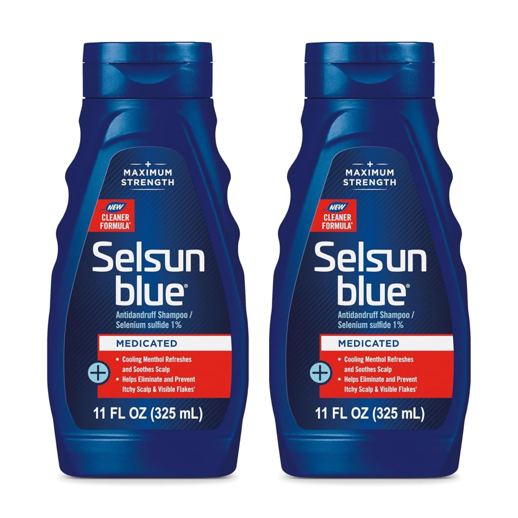 Selsun Blue Medicated Anti-dandruff Shampoo with Menthol, 11 fl. oz., Maximum Strength, Selenium Sulfide 1% (Pack of 2) Beauty and Personal Care Selsun Blue