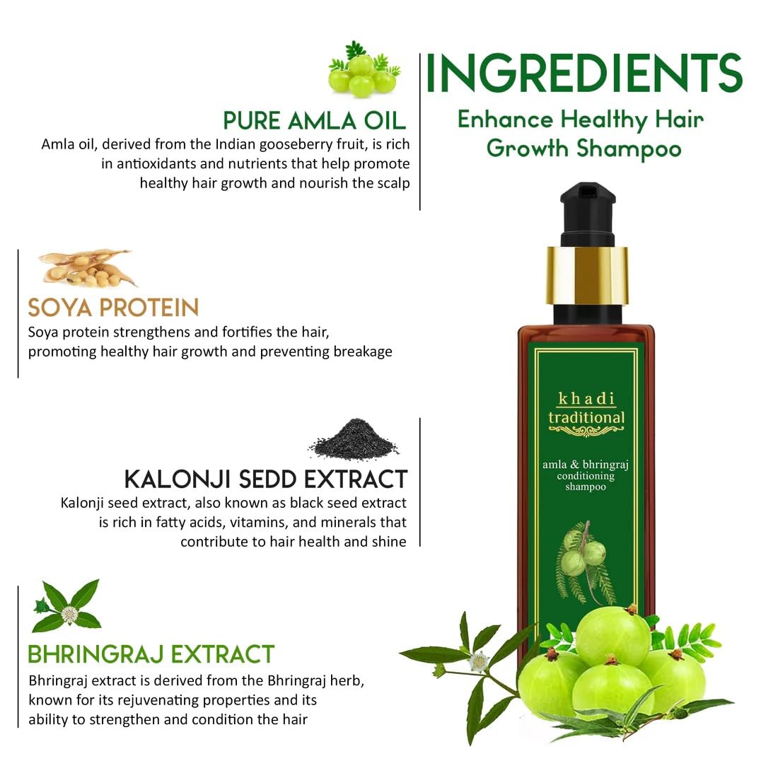 Khadi Traditional Natural Hair Care Shampoo Set, Coconut Milk, Amla & Bhringraj, Honey & Almond, With Herbal Extracts (Amla & Bhringraj)