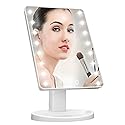 KOOKIN Lighted Vanity Makeup Mirror 16 Led Lights 180 Degree Rotation Lighted Mirror Touch Screen Adjusted Brightness Desk Mirrors USB Dual Supply