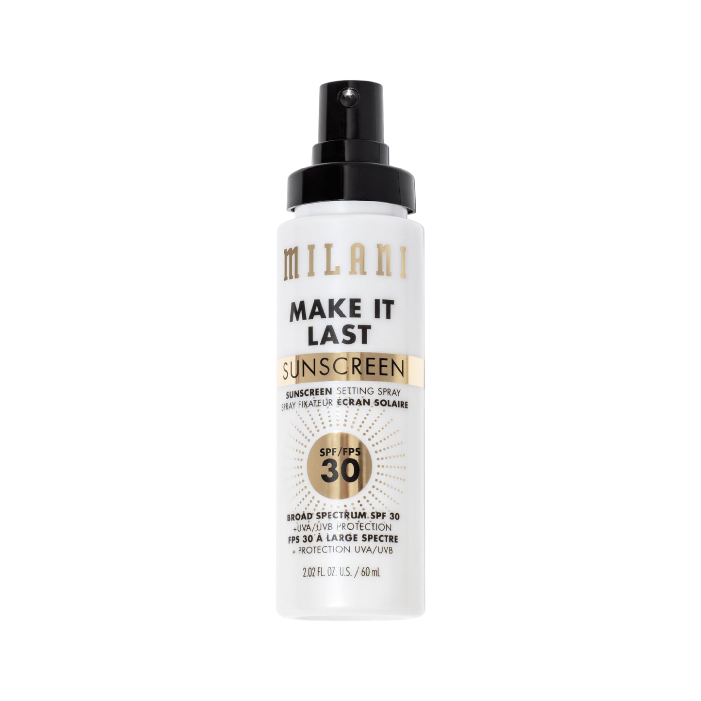 Milani Sunscreen Setting Spray + Primer, Make It Last Sunscreen for Face- SPF 30 UVA & UVB Protection Antioxidant Rich Formula for Broad Spectrum