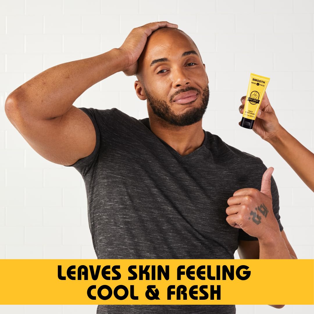Bee Bald SMOOTH Daily Moisturizer Hydrates & Tones Away Fine Lines, Wrinkles and Dry Patches; Helps Control Oil & Shine to Feel Cool, Fresh
