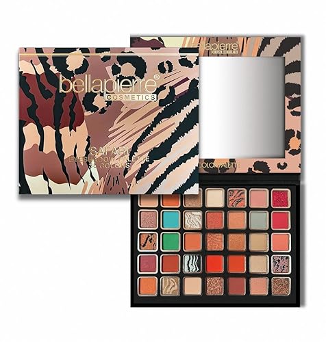 bellapierre Safari Eyeshadow Palette | 35 Shades in Matte, Satin, Shimmer, & Foil Finishes | Non-Toxic & Paraben Free | Vegan & Cruelty Free