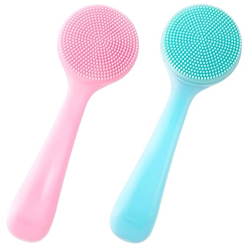 HINZIC 2 Pack Silicone Manual Facial Cleansing Brush, Skin Friendly Waterproof Face Cleaning Scrubber Exfoliator Cleanser for Blackheads Whiteheads
