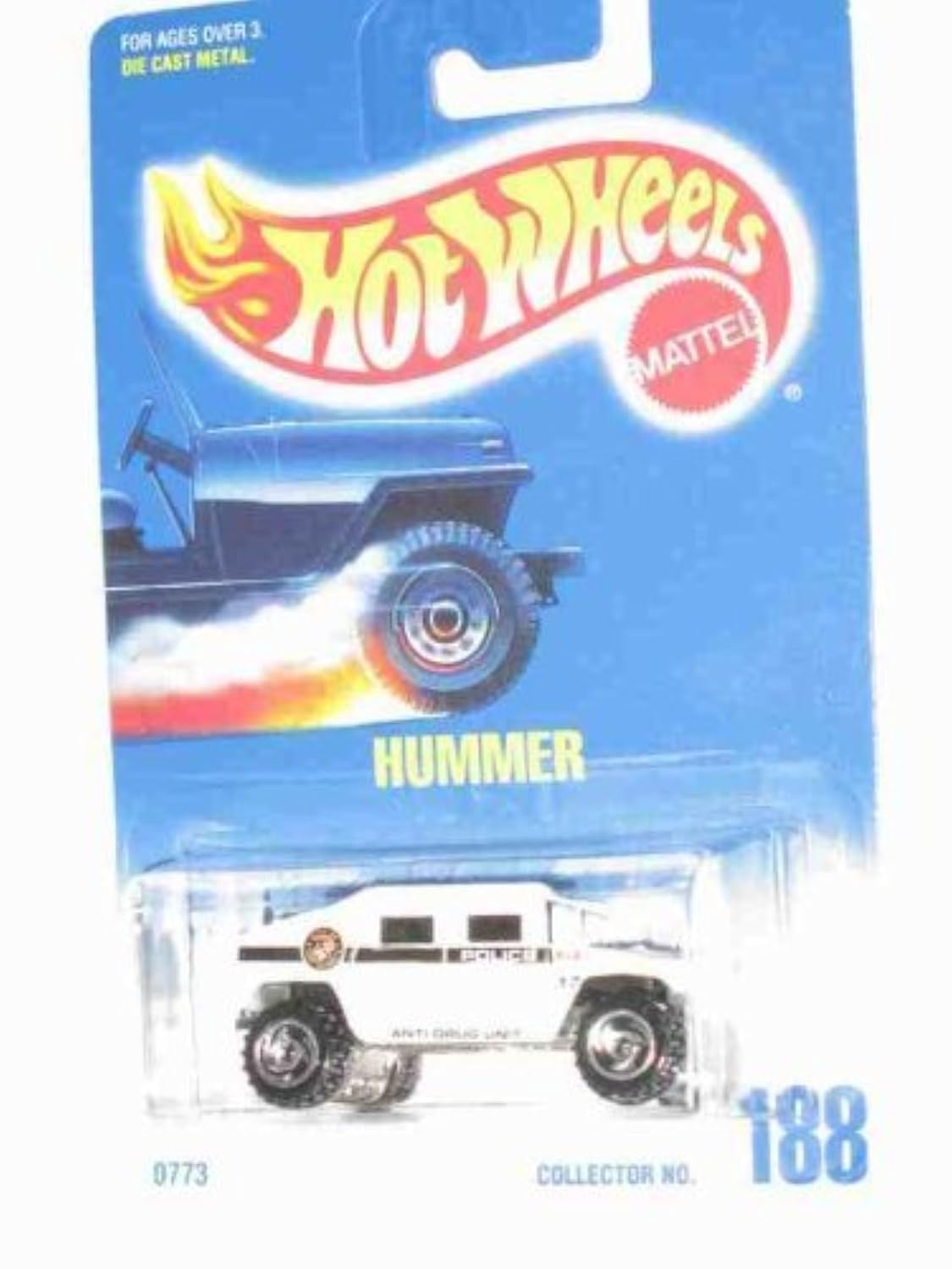 #188 Hummer White Police Tampos Unpainted Base Collectible Collector Car Mattel Hot Wheels 1:64 Scale