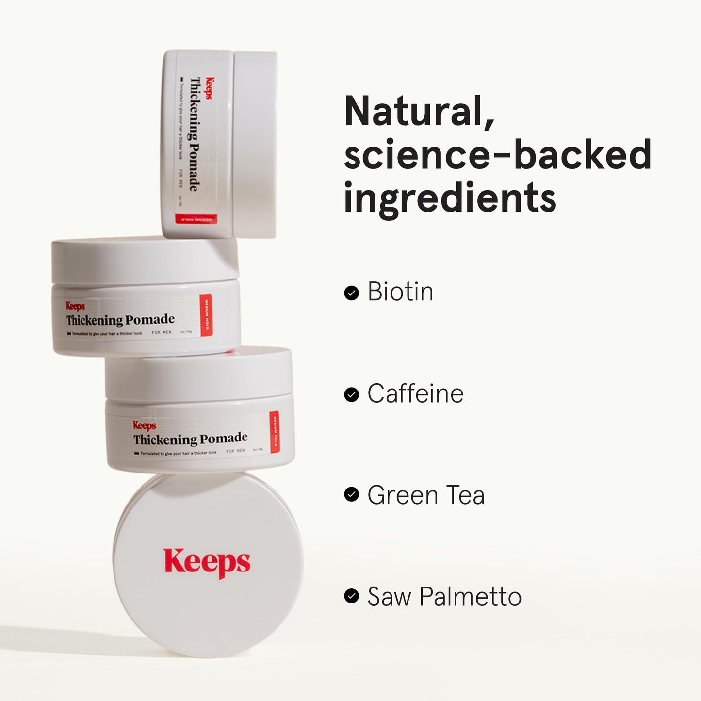 Keeps Thickening Pomade for Men - Matte Finish Medium Hold Styling Pomade - Biotin Hair Styling for Fuller Thicker Looking Hair - Ethanol & Propylene