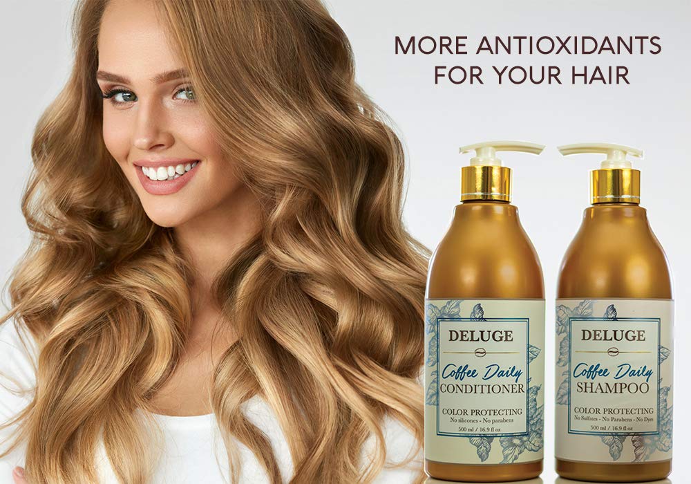 Deluge - Coffee Daily Shampoo and Conditioner -Gentle and Natural, SULFATE, Salt and PARABEN Free. NO Dyes. Made with Coffee Fruit, ARGAN Oil, Quinoa