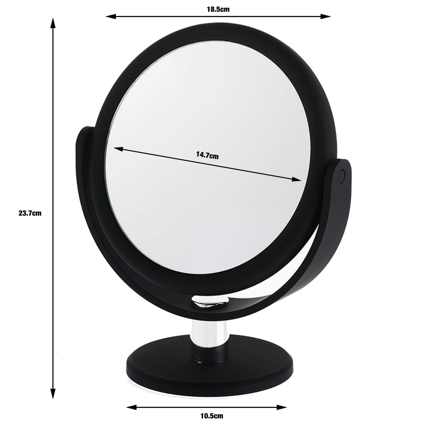 Danielle Creations 6.75-Inch Portable Two-Sided Vanity Round Vanity Makeup Mirror, No-Slip Soft Touch with 360 Rotation, 12x Magnification, Midnight