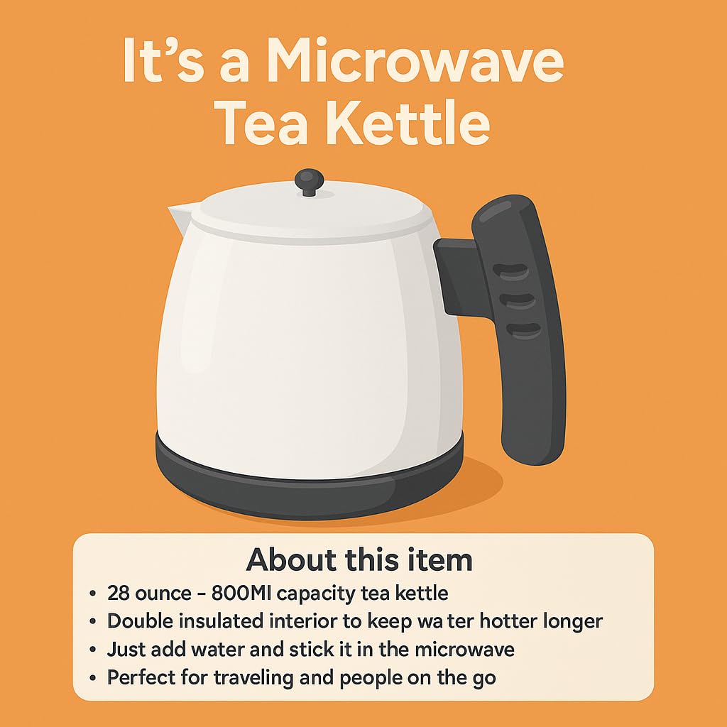 Microwave Tea Kettle Hot Pot Water Boiler 28 Ounce (800ML)