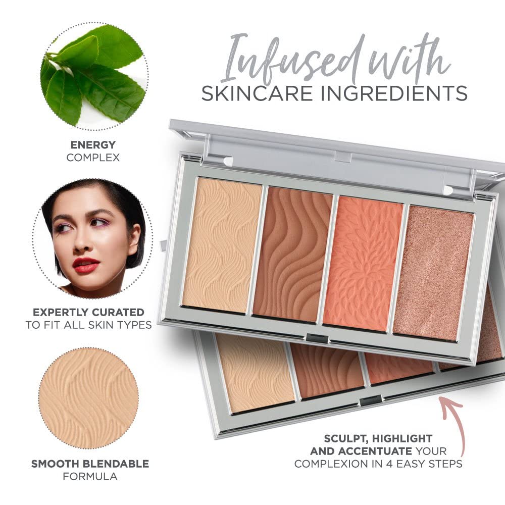 PÜR MINERALS 4-in-1 Skin-Perfecting Powders Face Palette, Medium-Tan, 1 ct.