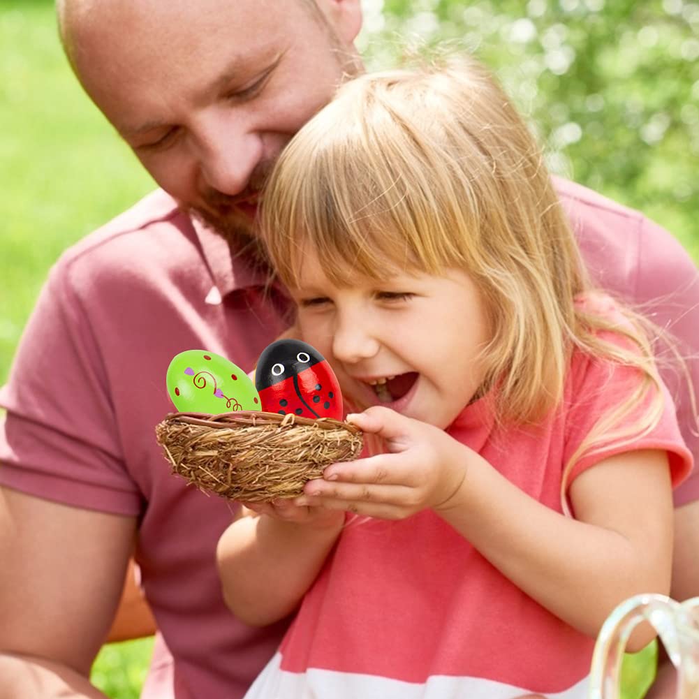 SallyFashion 6PCS Wooden Shaker Eggs for Toddlers – Egg Maracas Percussion Instruments for Party Favors, Goodie Bags & Classroom Prizes