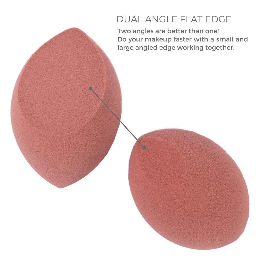 6 piece Rose Pink Makeup Sponge Set - Brush Bubble dual angled beauty sponge for blending liquid foundations, powders & creams, get a flawless blended