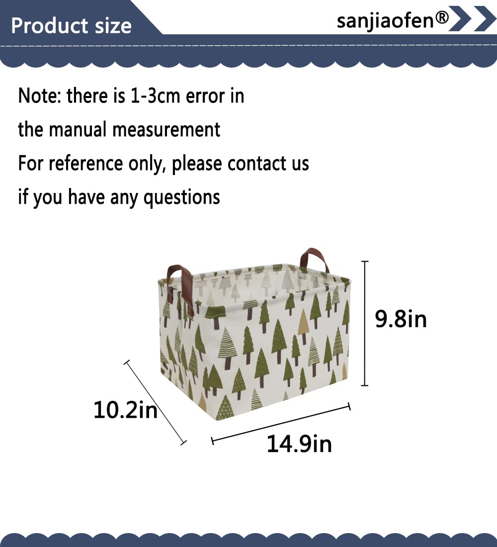 Sanjiaofen Rectangular Canvas Storage Bins,Waterproof Storage Basket,Collapsible Tree Organizer Bin with Handles for Clothes Storage,Book Bag (Tree)