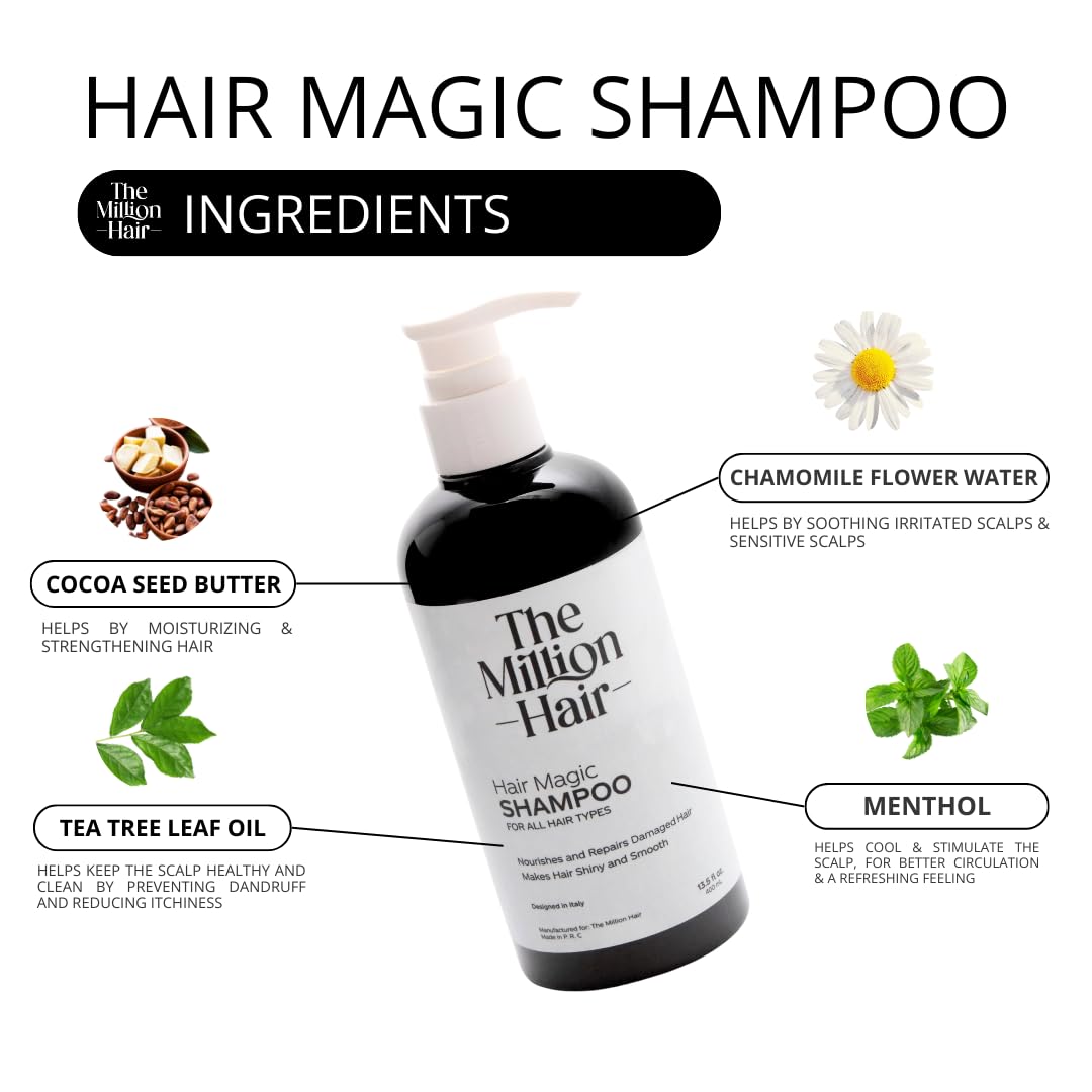 Hair Magic- Shampoo & Conditioner Set By The Million Hair, 13.5 Fl Oz (Pack of 2), White