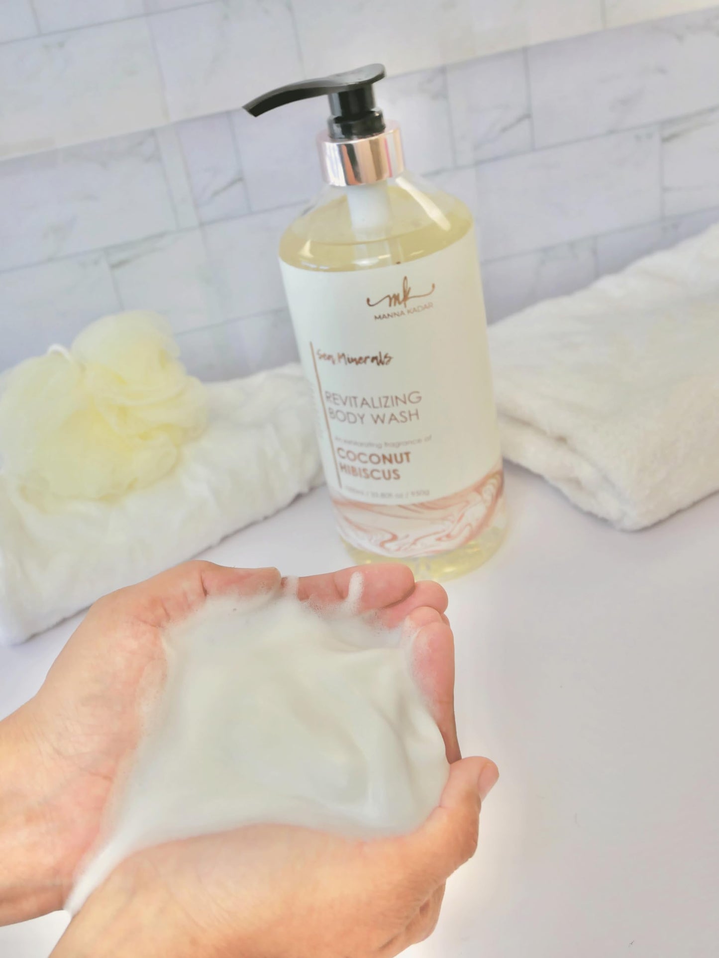 Manna Kadar Beauty Dead Sea Minerals Revitalizing Body Wash, Coconut Hibiscus - Clean, Soothe, Revitalizes, Rejuvenates Skin, Hydrates, Shower Gel