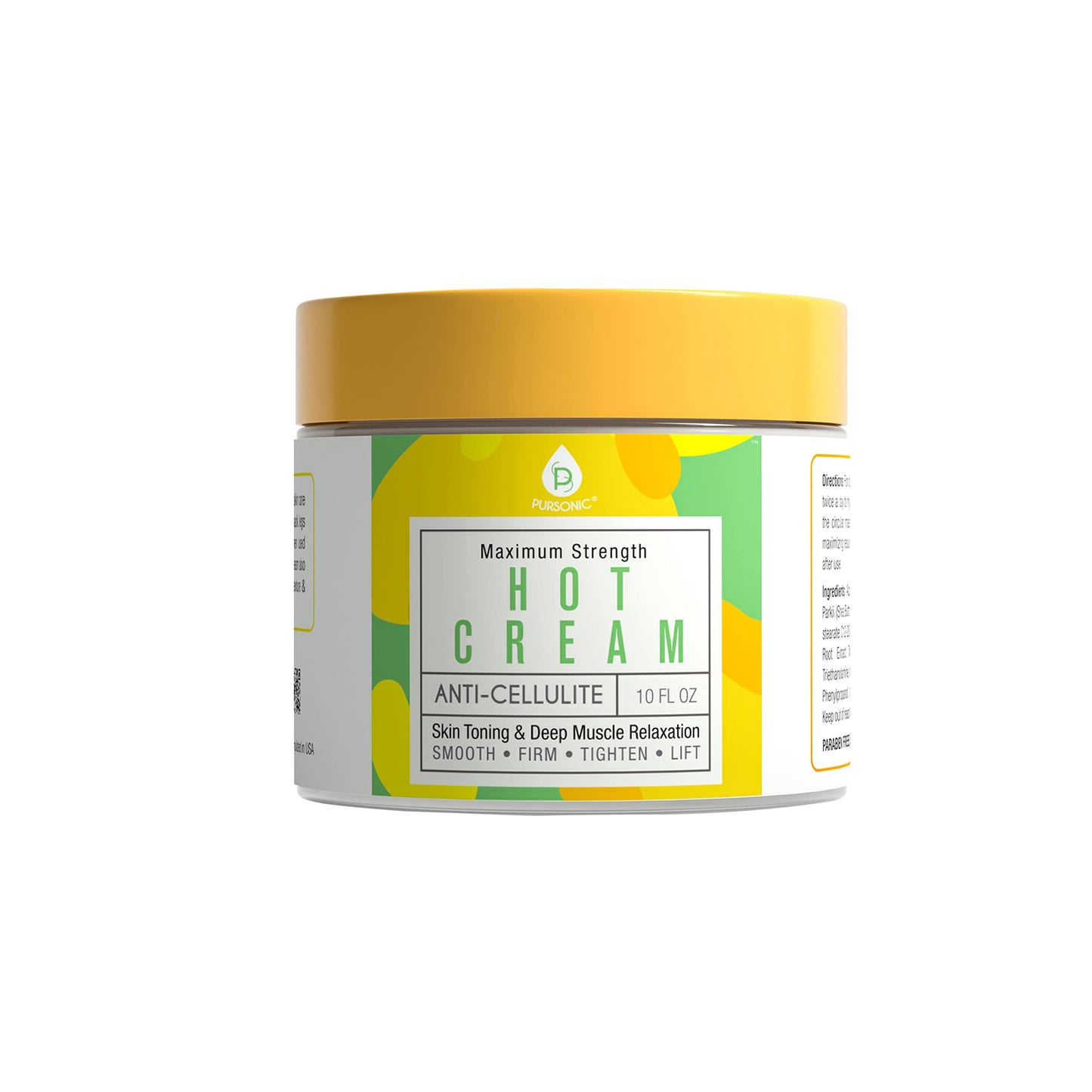 PURSONIC Anti Cellulite Cream & Muscle Relaxation Hot Cream - Reduce Varicose Veins, Firm, Tighten & Improve Skin Texture - Hydrate with All-Natural