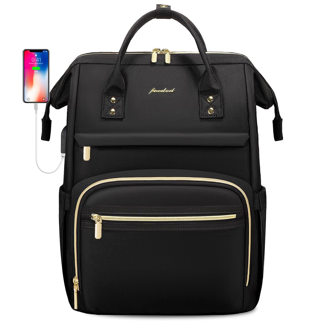 FOCDOD Women Laptop Backpack Work Bag - Fits 15.6 inch with Laptop Compartment Waterproof Professional Fashion Travel Purse for College Nurse Business Computer Backpack
