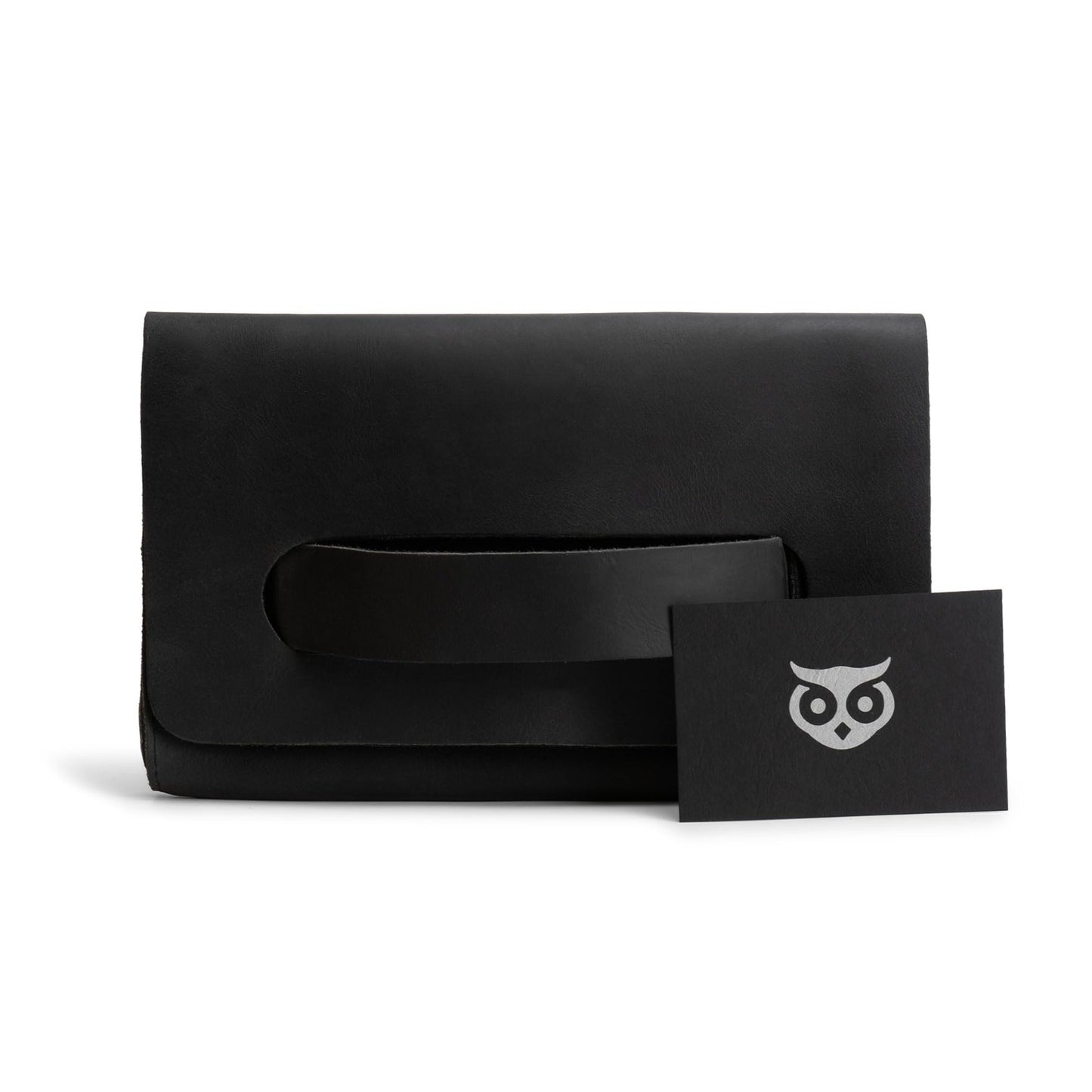 Hide & Drink, Rectangular Clutch Bag With Handle, Wallet for Cards, Money, Stylish Handbag, Full Grain Leather, Handmade, Black