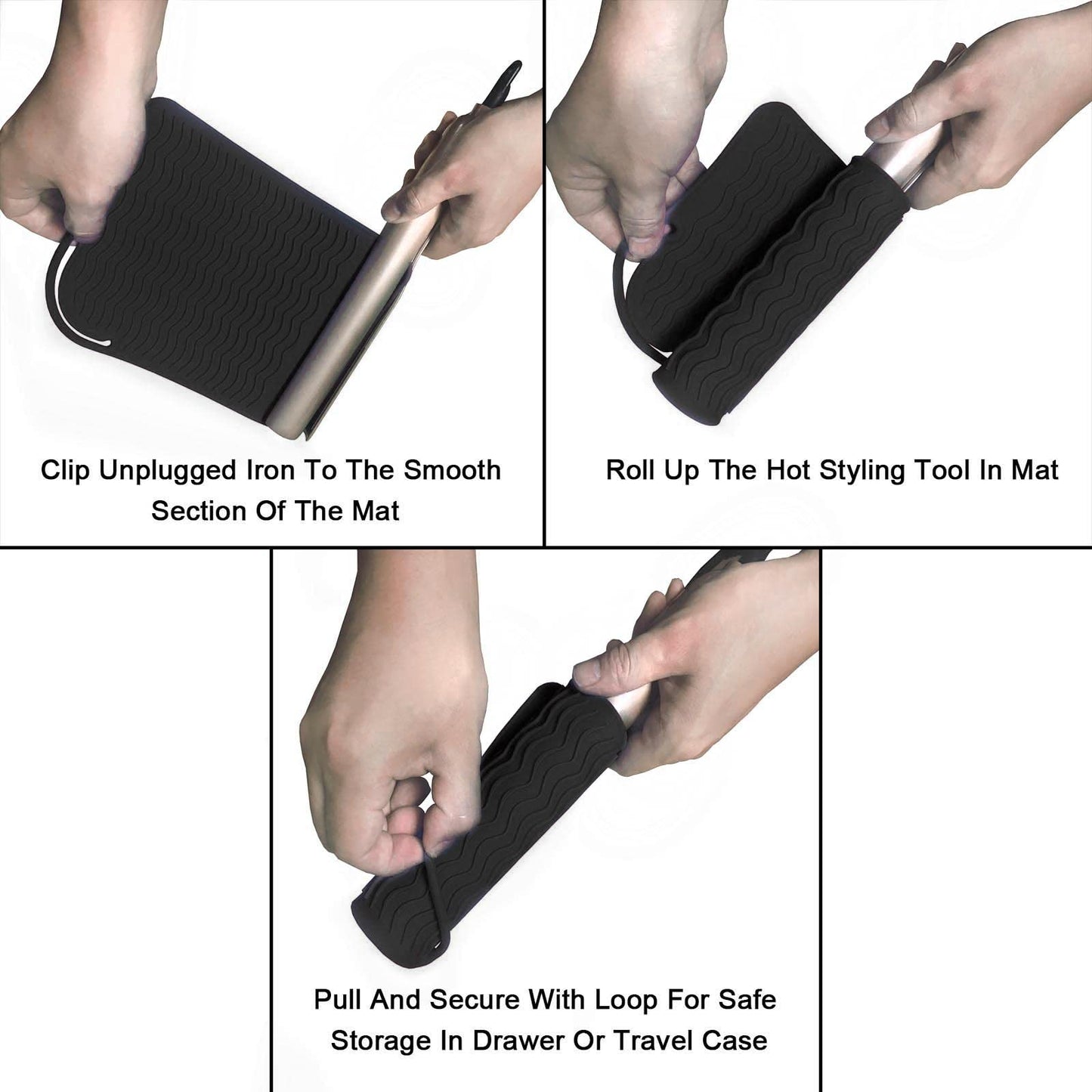 SYGILE 11" X 7.5" 5.6 oz Large Heat Resistant Silicone Travel Salon Hair Styling Tools Cooling Mat, Anti-Heat Pad Cover for Hair Straightener, Curling