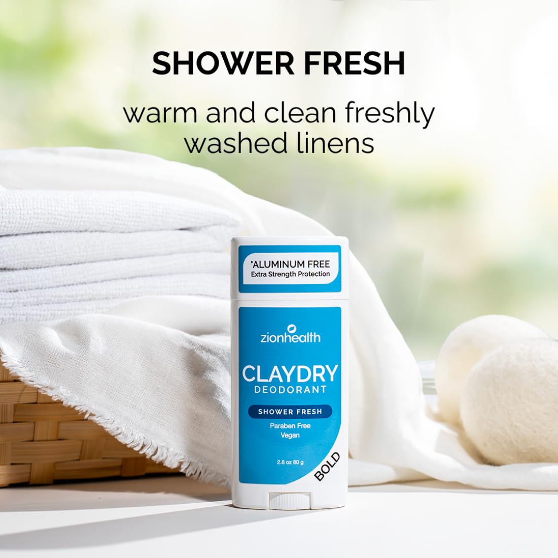 Zion Health Bold, ClayDry Deodorant, Shower Fresh, 2.8 oz (80 g)