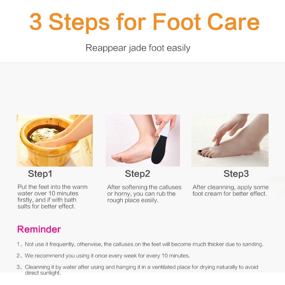 Foot File, Foot Callus Remover Professional Sandpaper Pedicure Tools Double Sided Foot Rasp File Depilation with Plastic Handle, Foot File for Dead