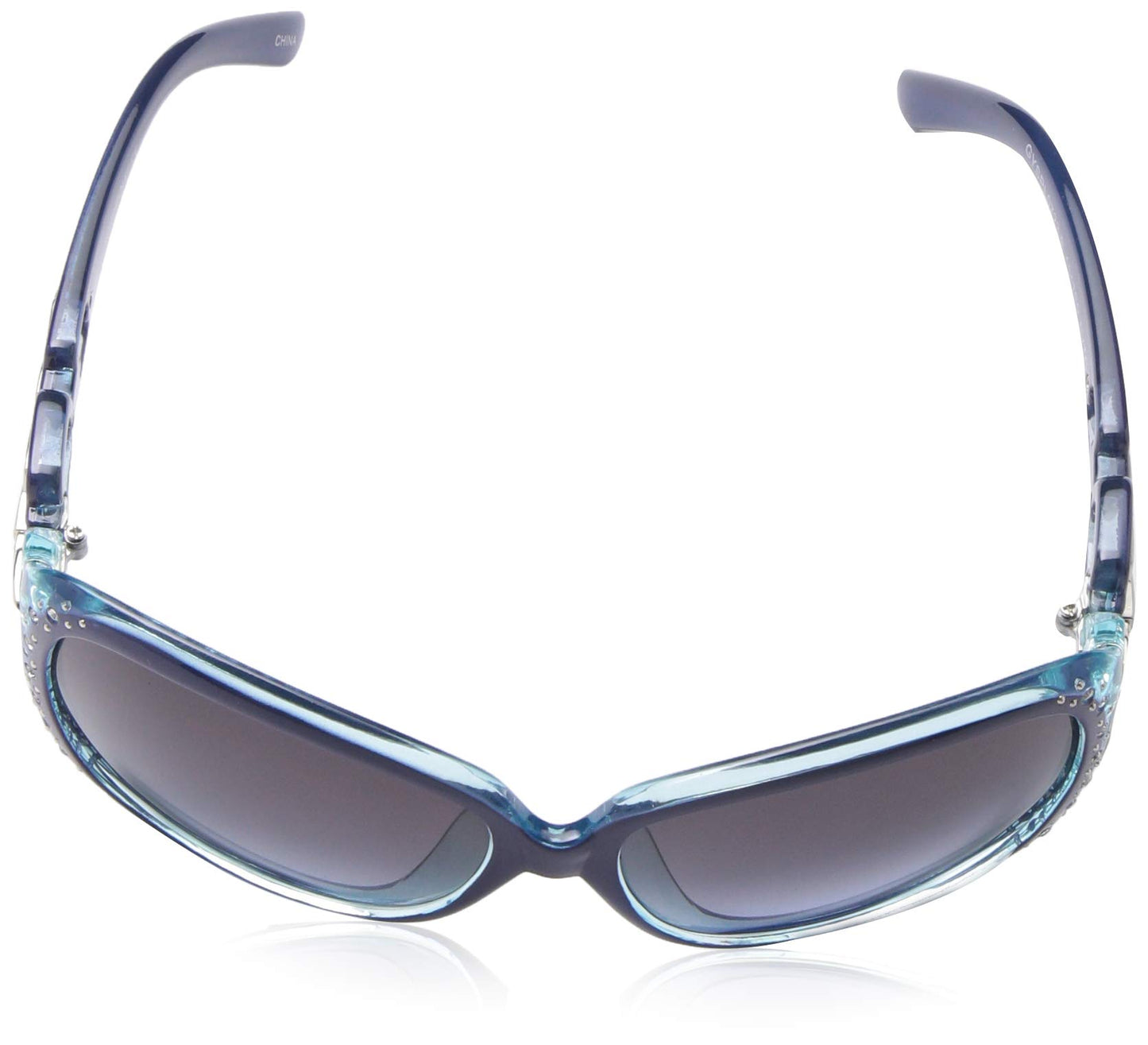 Southpole womens 1017sp Stylish Rhinestone UV Protective Rectangular Sunglasses for Women Trendy Gifts Women 70 mm, Navy & Turquoise, mm US