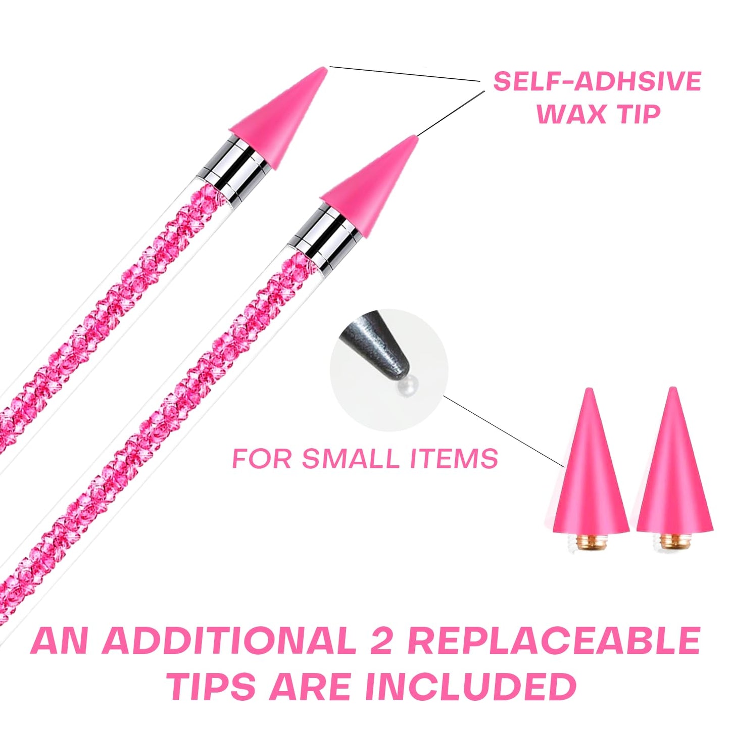 8 Pink Rhinestone Picker Tool Set - 2 Pcs Dual-Head Wax Pens with 2 Wax Tips and 2 Pink Tweezers, Wax Pencil for Rhinestones, Crystal Diamond Pickup Beauty and Personal Care Yaoociy