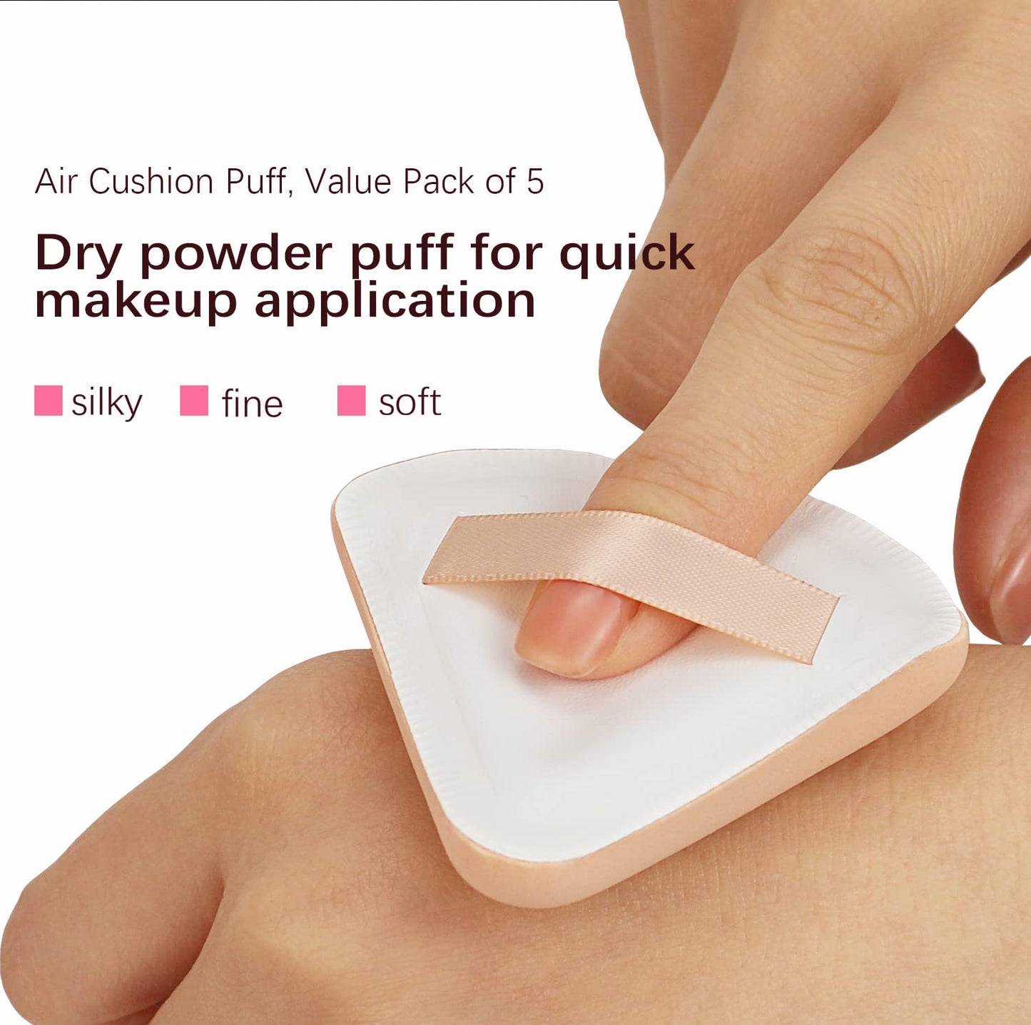 HUIJIN 3 Pcs Powder Makeup Puffs, Air Cushion, Rectangular, for Wet & Dry Beauty Makeup Tool with Foundation Make-up Brush, Combination Skin, Face