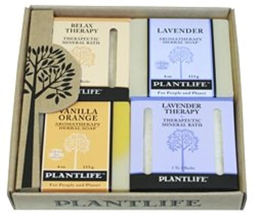 Plantlife Relax Salt Combo 4-Pack (Relax, Vanilla Orange, and Two lavenders) Bar Soap - Moisturizing and Soothing Soap for Your Skin - Hand Crafted Beauty & Personal Care Plantlife