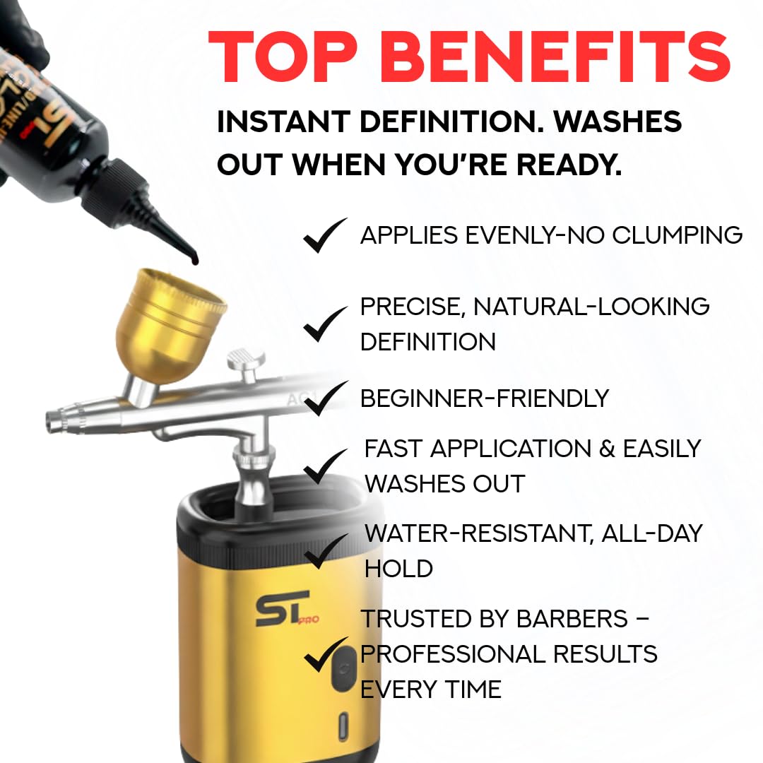 Supreme Trimmer Airbrush Hair & Beard Enhancement Ink | Barber-Grade Line-Up & Filler Spray | Water Resistant, Washable, Pre-Mixed for Precision
