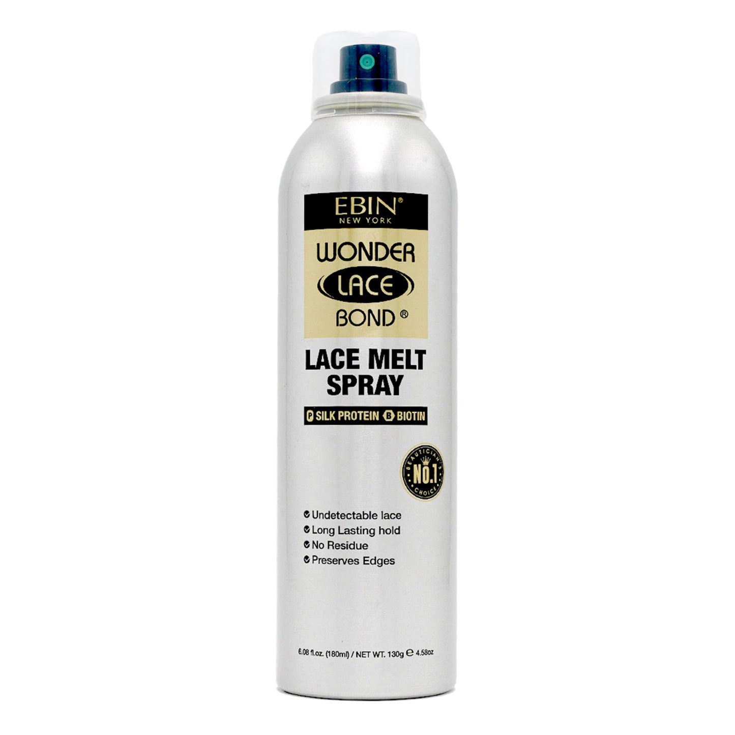 Wonder Lace Melt Aerosol Spray - Silk Protein Biotin Infused 6.08 fl.oz./180ml Preserves Edges & Undetectable Lace Long lasting hold No Residue