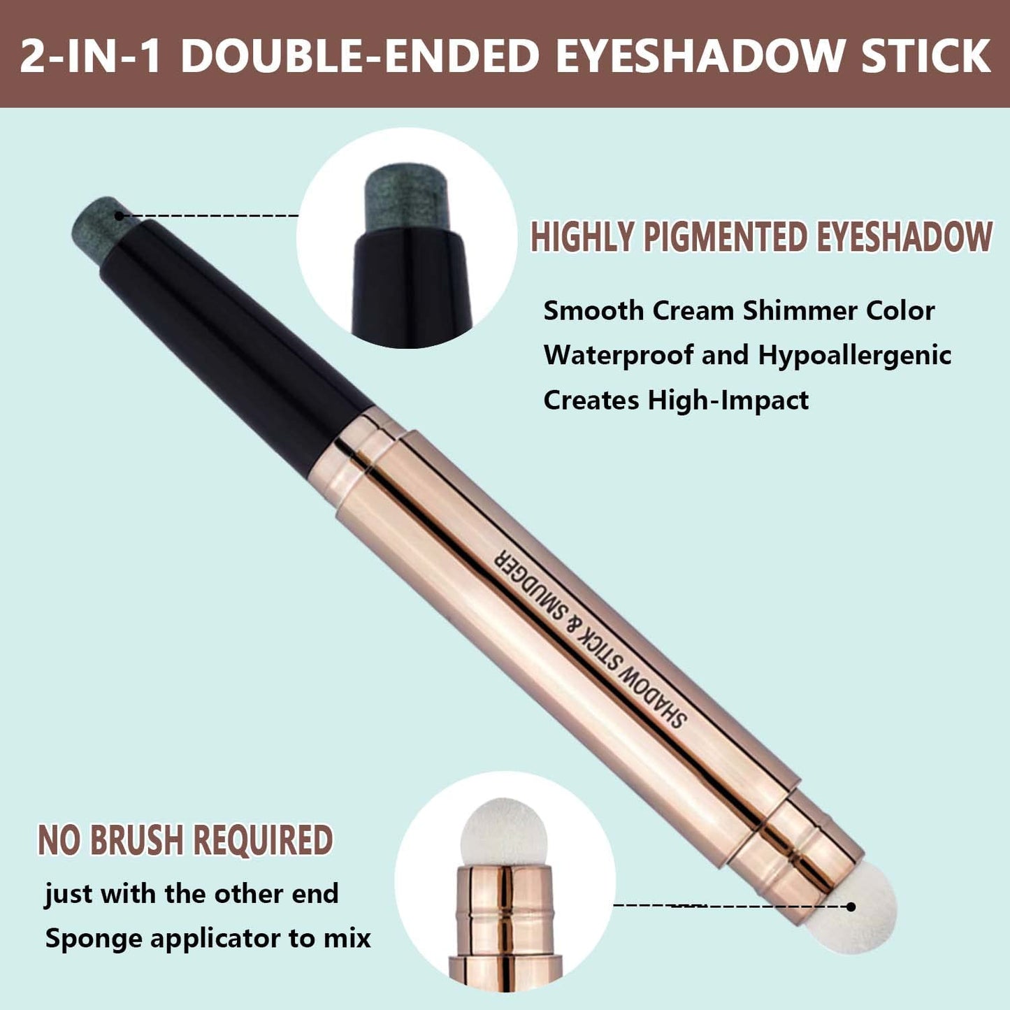 Green Eyeshadow Stick Halloween Makeup Cream Shimmer Single Eyeshadow Pencil Crayon, Hypoallergenic Waterproof Long Lasting Eye Shadow Stick High