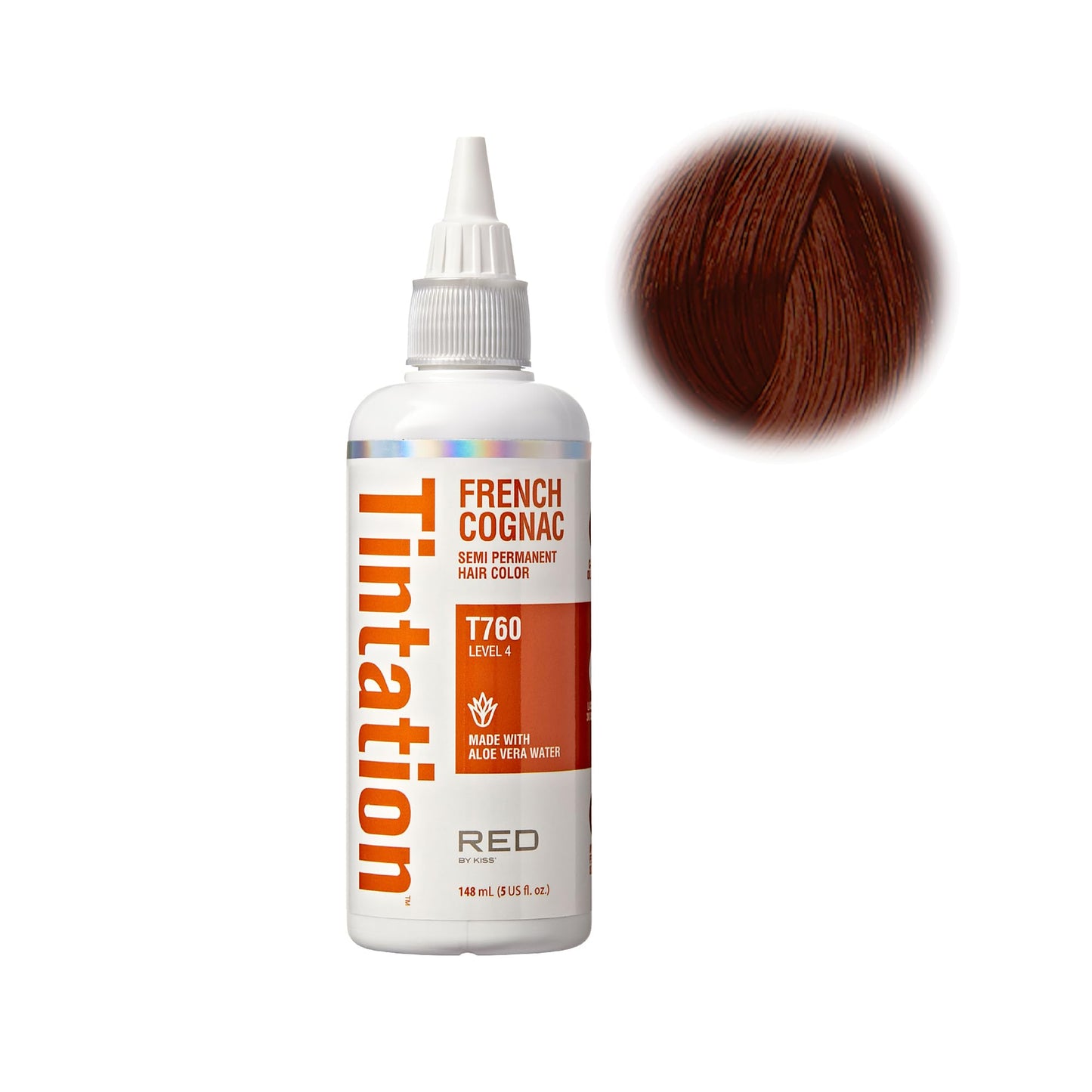 Red by Kiss Tintation Semi-Permanent Hair Color, Aloe Vera Water Based, Argan Oil, Olive Oil, Collagen & Keratin, Long-Lasting Color Dye (French