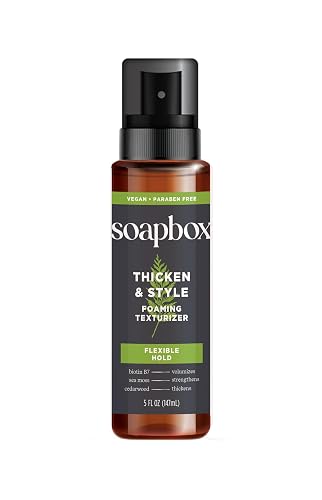 Soapbox Men's Thicken & Style Foaming Texturizer, Hair Looks Thicker, Fuller, & Volumized - Clean Ingredients Free of Harsh Chemicals, Sulfates