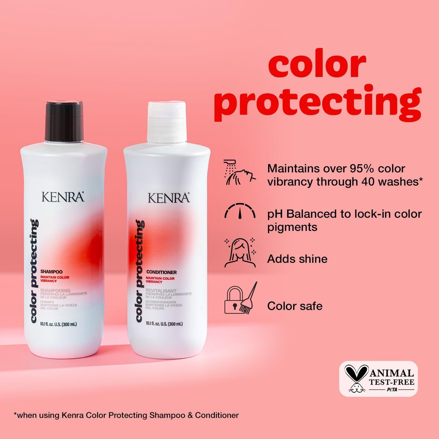 Kenra Professional Color Protecting Shampoo & Conditioner Set |Color Safe | Maintain Over 95% Color Vibrancy Through 40 Washes |Enhances Shine |