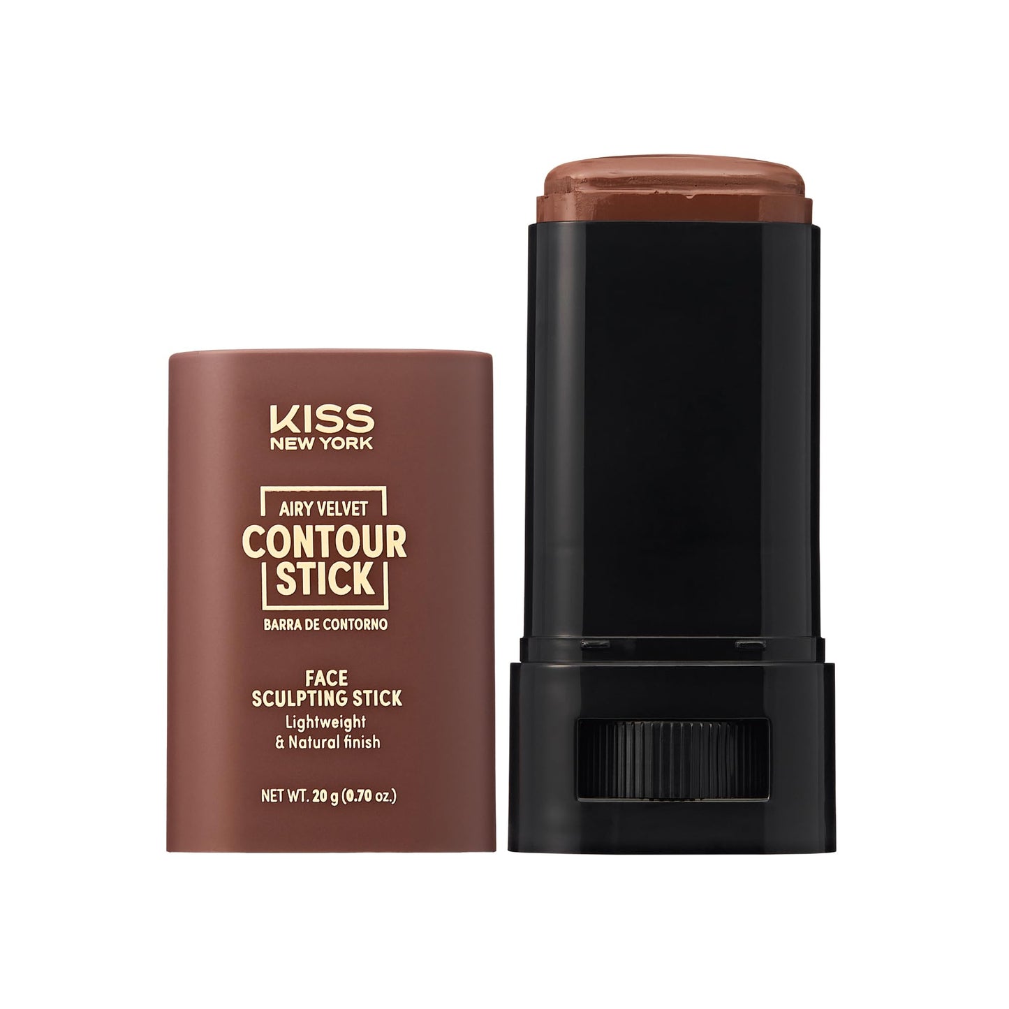 Kiss New York Airy Velvet Contour Stick, Cool Toned Face Sculpting Cream Makeup, Buildable with Lightweight Natural Finish, Hyaluronic Acid & Green