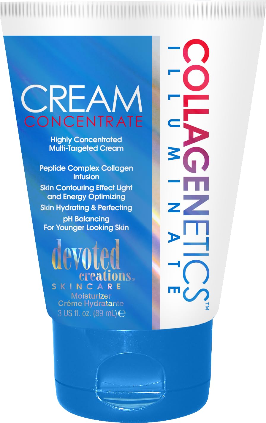 Devoted Creations Collagenetics Illuminate Cream Concentrate 3oz - Highly Concentrated Multi-Targeted Cream Skin Hydrating & Perfecting - pH Balancing