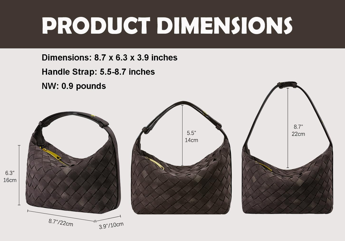 Suede Leather Handbag for Women, Leather Woven Bag, Small Clutch Bag Suede Handbag, Underarm Purse Top-Handle Handbag (Coffee)