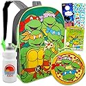 Teenage Mutant Ninja Turtles Backpack with Lunch Box Set - Bundle with 15” TMNT Backpack, Lunch Bag, Water Bottle, More | TMNT Backpack for Boys