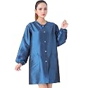 KAHOT Professional Salon Barber Smock Stylist Jacket Cosmetology Uniform Hairdressing Cape Workwear Pet Grooming Coveralls (Blue, XL)