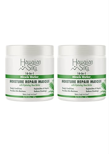 Hawaiian Silky 14-in-1 Miracle Worker | Moisture Repair Masque w/Hydrating Shea Butter 20 oz (Pack of 2)